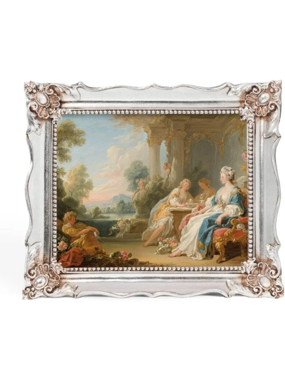 Vintage 8x10 Picture Frame with Embossed Flowers, Silver Ornate Home Decor